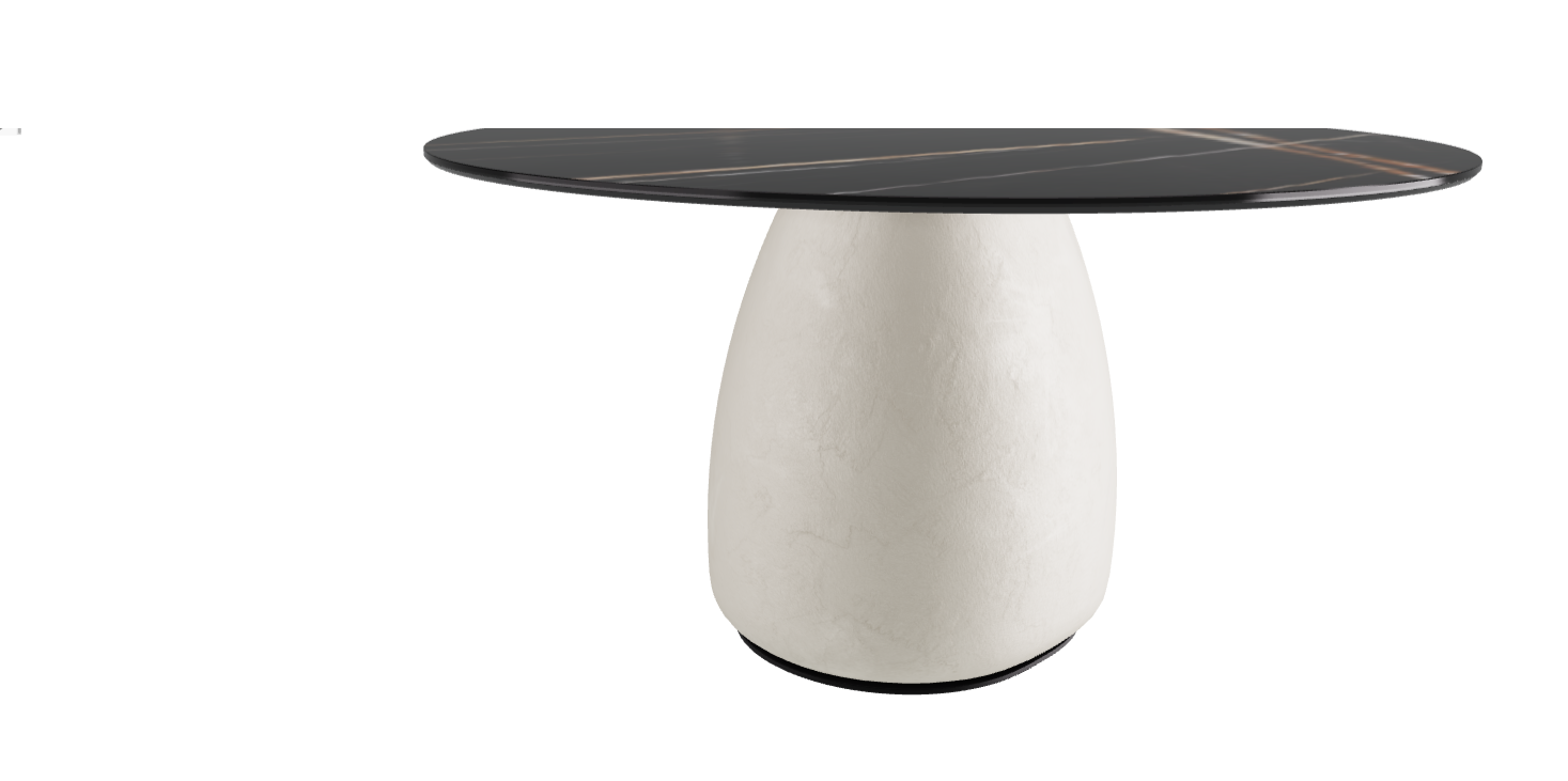 Diameter 140 x Height 73.5 cm Round Shaped_Glossy Sahara Noir_Oslo_Black Embossed