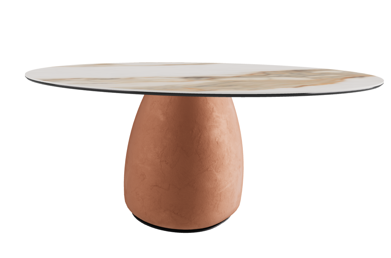 Diameter 158 x Height 73.5 cm Round Shaped_Matt Borghini Calacatta_Marrakech_Black Embossed
