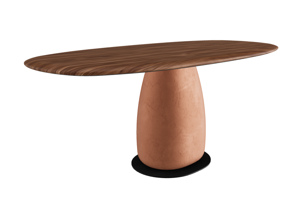 180×90×75.5h U Biscuit Shaped_Walnut Canaletto_Marrakech_Black Embossed