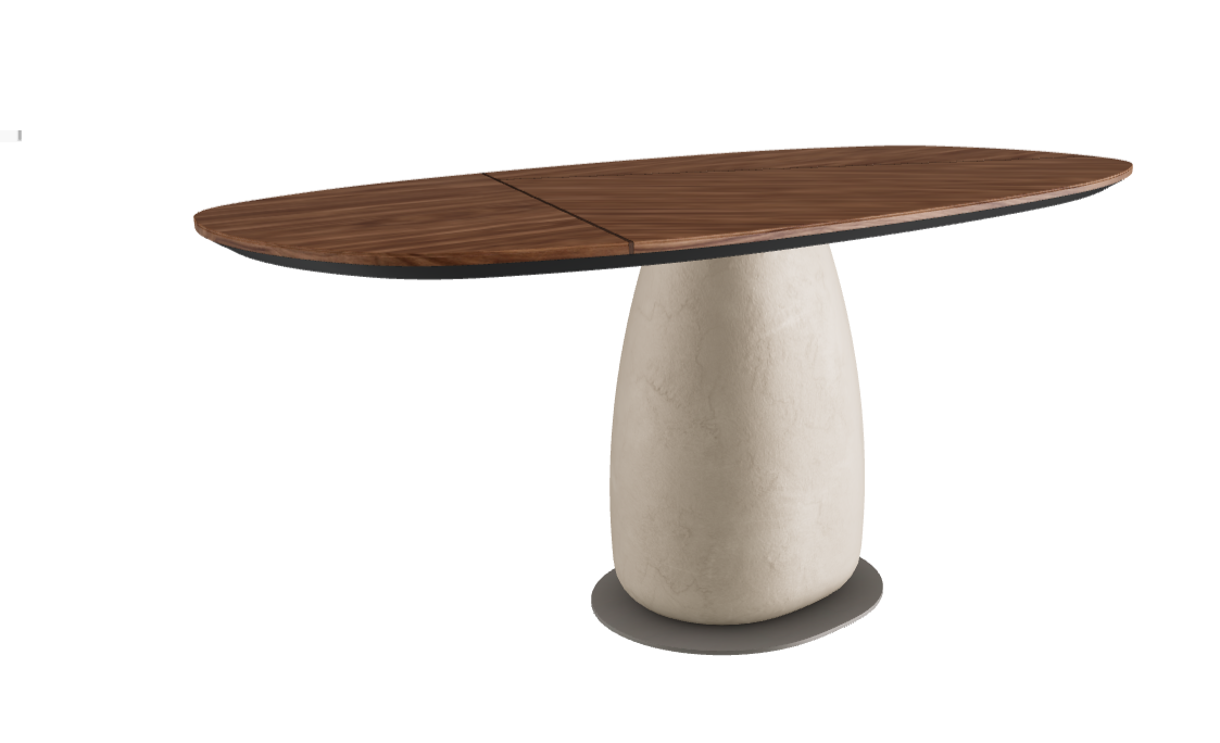 180x90x75.5h Y Oval Shaped_Walnut Canaletto_Cairo_Titanium Embossed