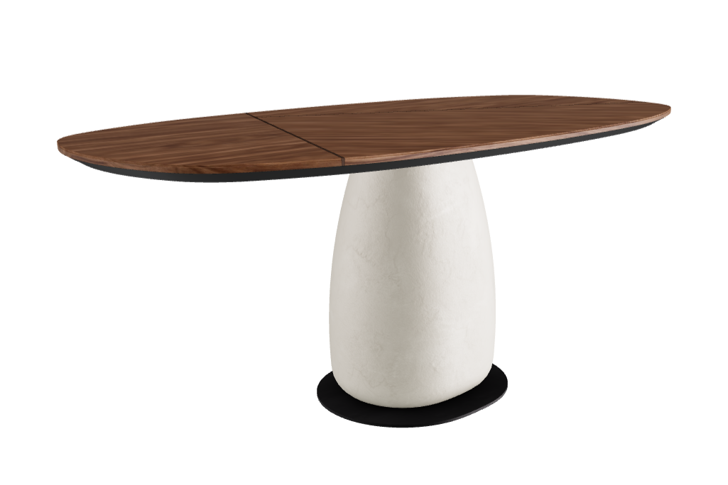 180x90x75.5h Y Oval Shaped_Walnut Canaletto_Oslo_Black Embossed
