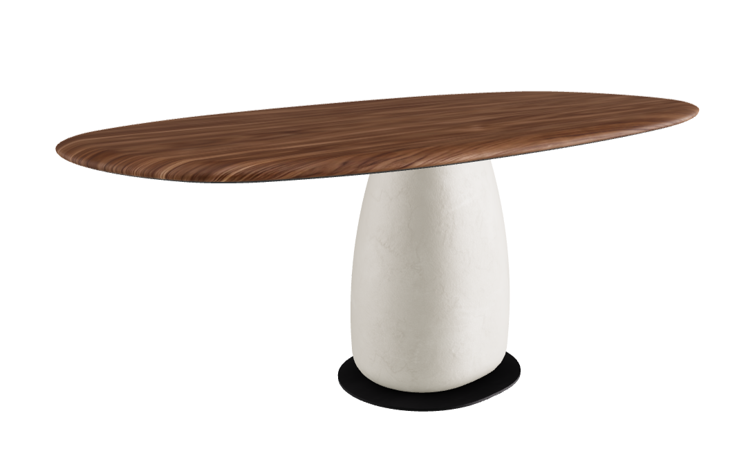 200×100×75.5h U Biscuit Shaped_Walnut Canaletto_Oslo_Black Embossed