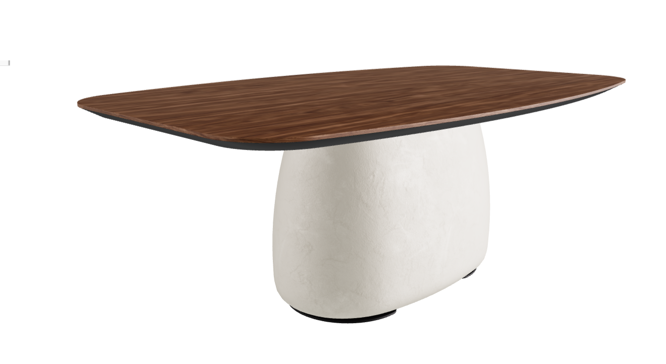 200×120×75h B Barrel Shaped_Walnut Canaletto_Oslo_Black Embossed