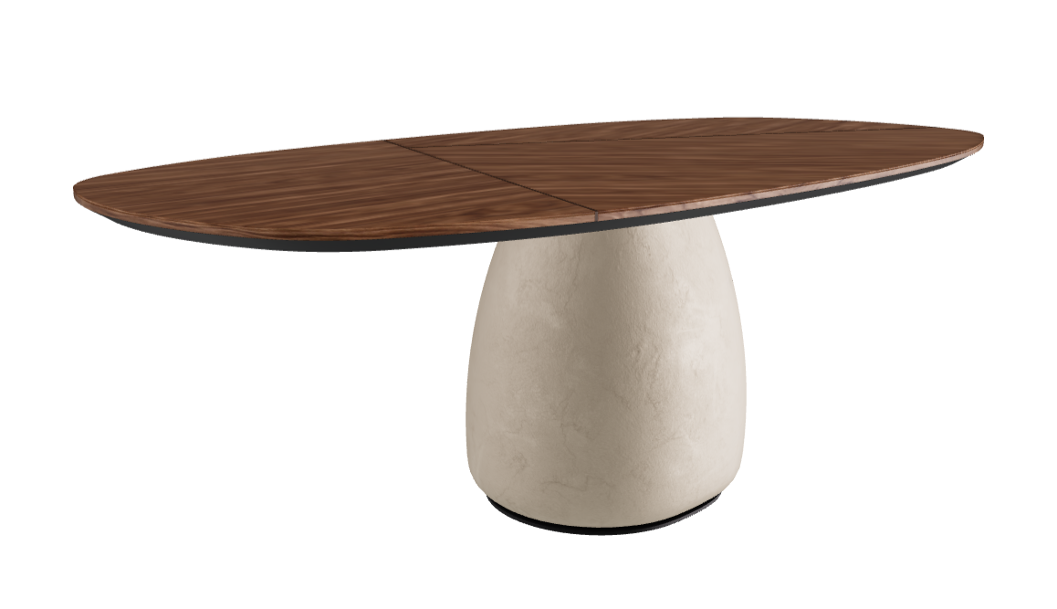 220×110×75h Y Oval Shaped_Walnut Canaletto_Cairo_Black Embossed