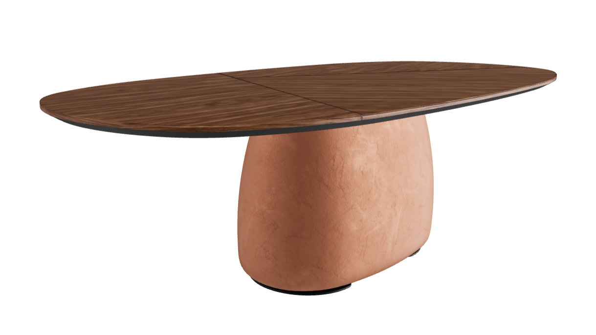 240×120×75h Y Oval Shaped_Walnut Canaletto_Marrakech_Black Embossed