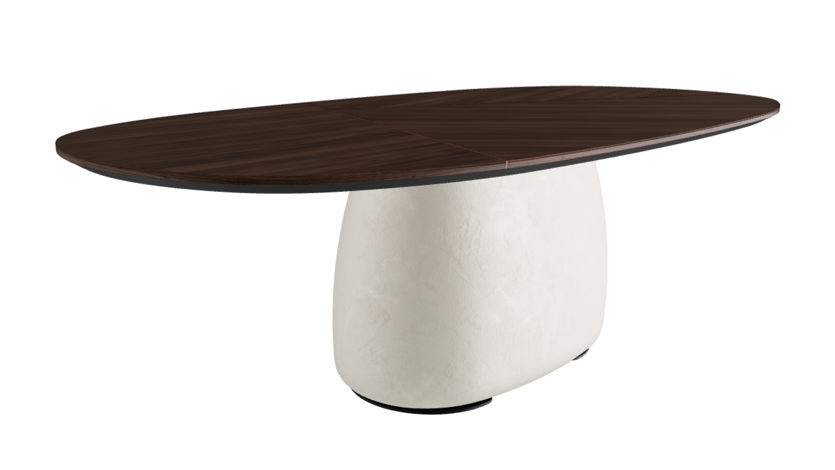 240×120×75h Y Oval Shaped_Burned Oak_Oslo_Black Embossed