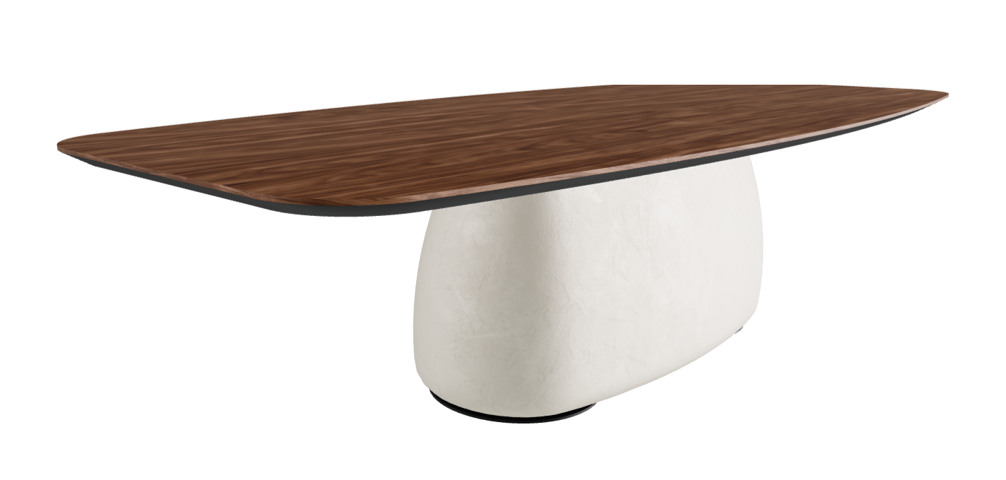 300×128×75h B Barrel Shaped_Walnut Canaletto_Oslo_Black Embossed