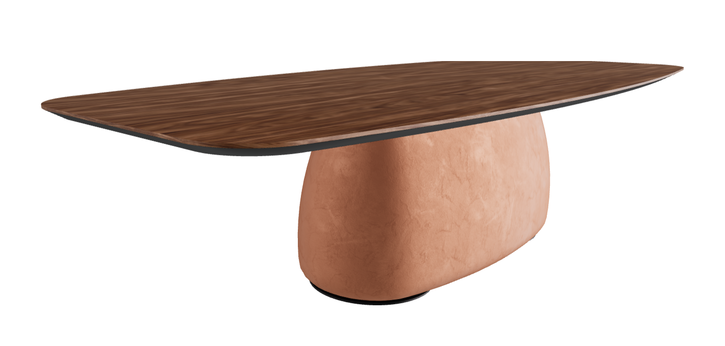 300×128×75h B Barrel Shaped_Walnut Canaletto_Marrakech_Black Embossed