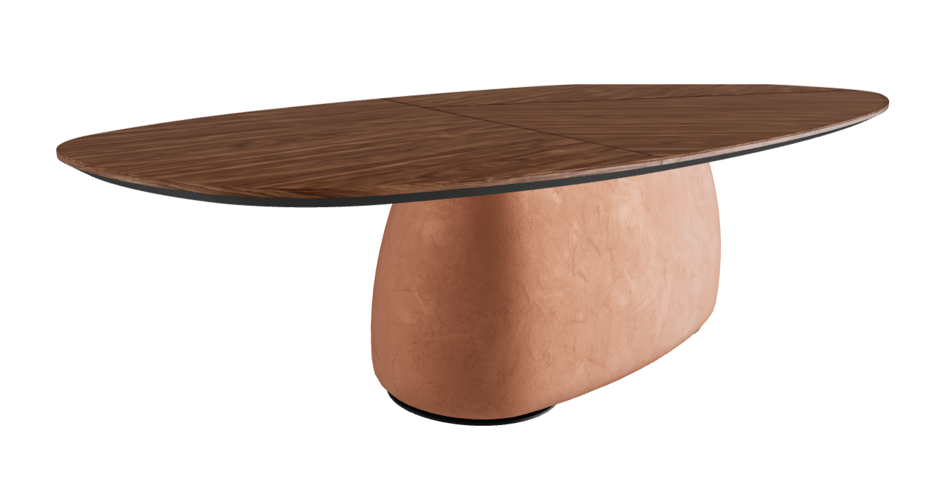 300×135×75h Y Oval Shaped_Walnut Canaletto_Marrakech_Black Embossed