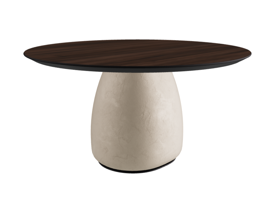 Diameter 140 x Height 75 cm Round Shaped_Burned Oak_Cairo_Black Embossed