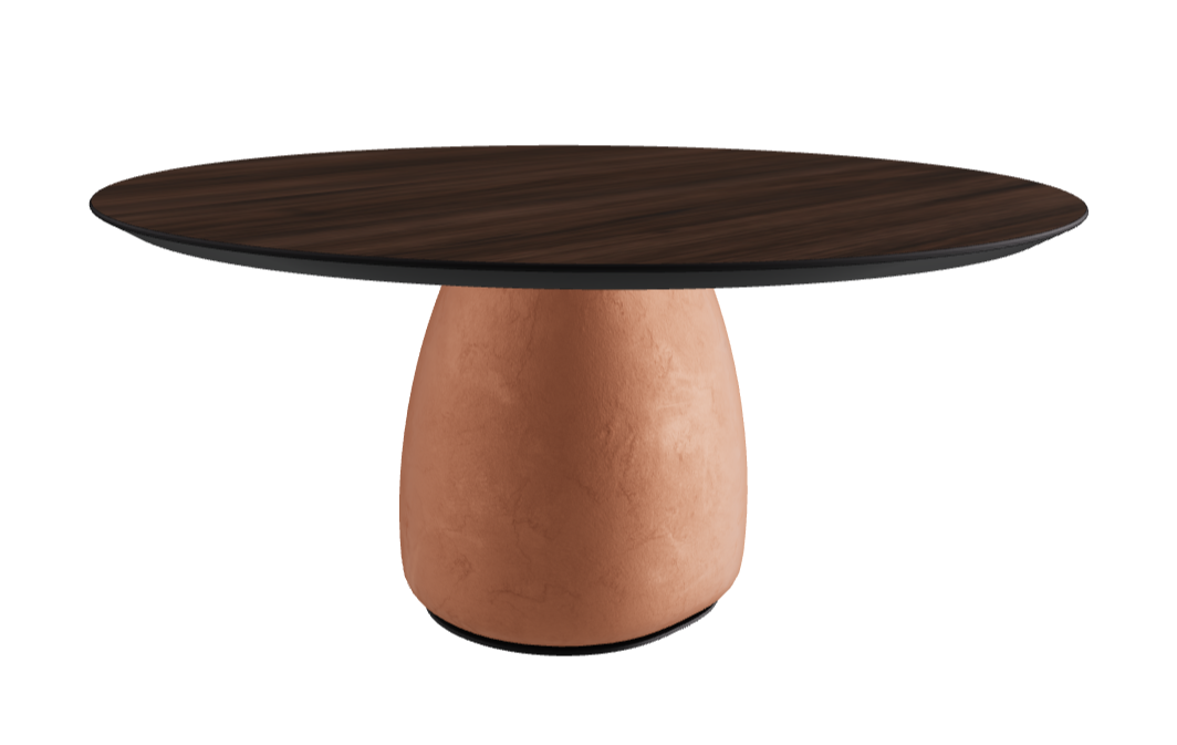Diameter 160 x Height 75 cm Round Shaped_Burned Oak_Marrakech_Black Embossed