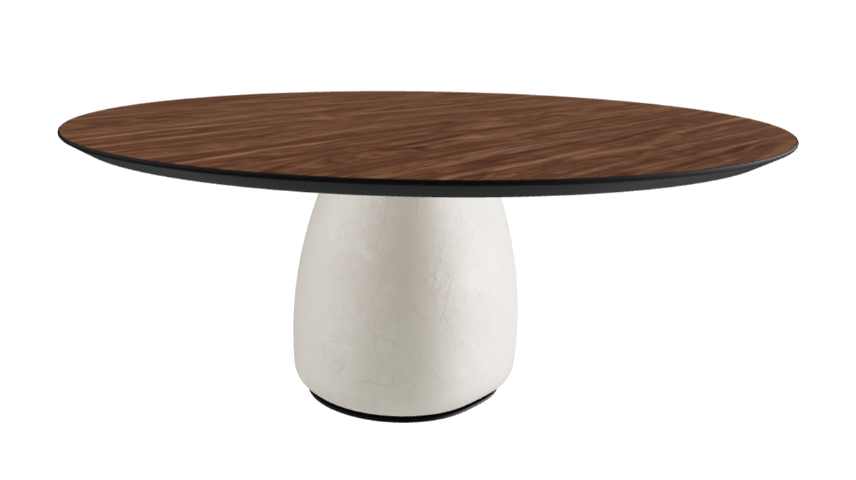 Diameter 180 x Height 75 cm Round Shaped_Walnut Canaletto_Oslo_Black Embossed
