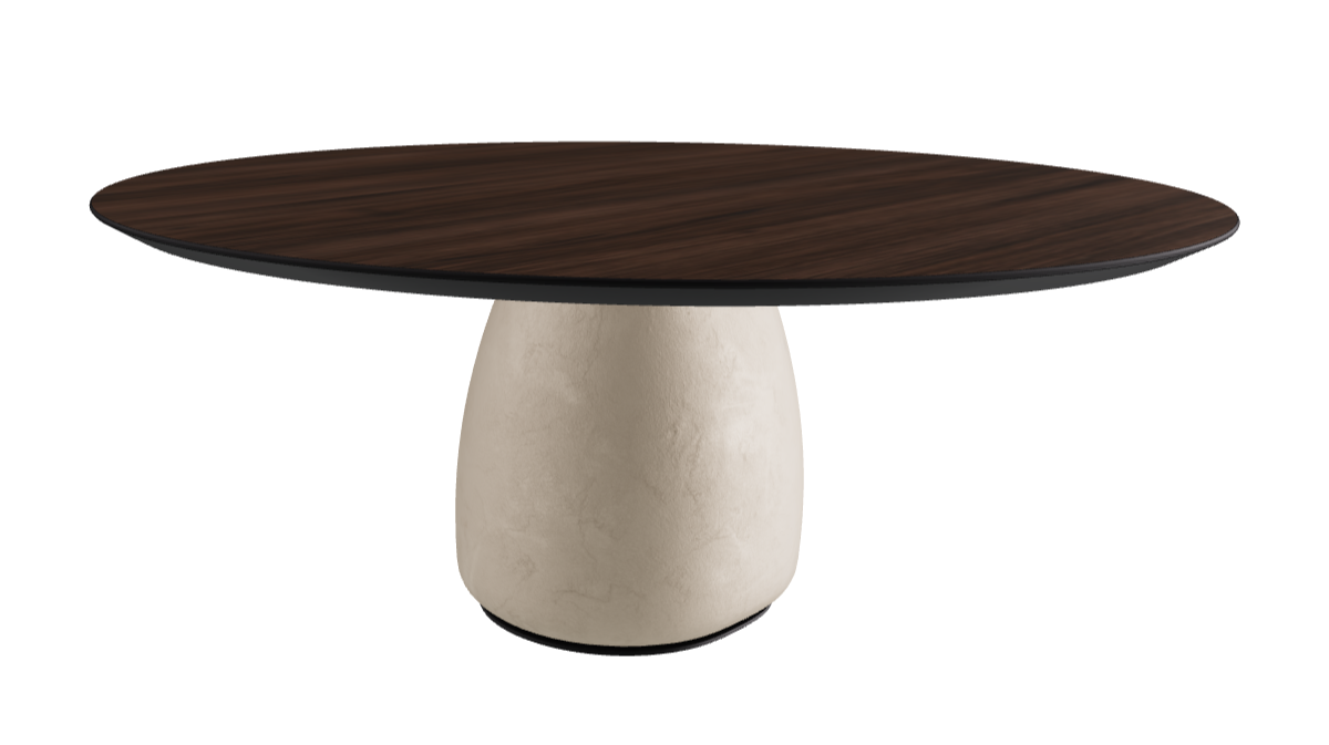 Diameter 180 x Height 75 cm Round Shaped_Burned Oak_Cairo_Black Embossed