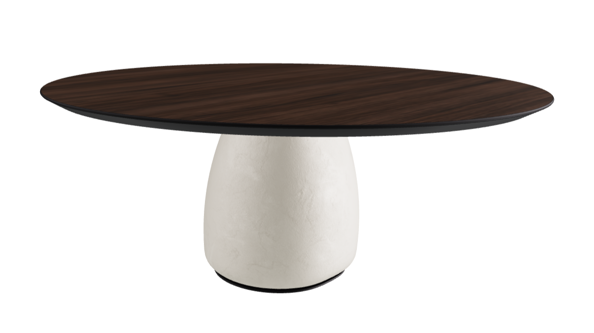 Diameter 180 x Height 75 cm Round Shaped_Burned Oak_Oslo_Black Embossed