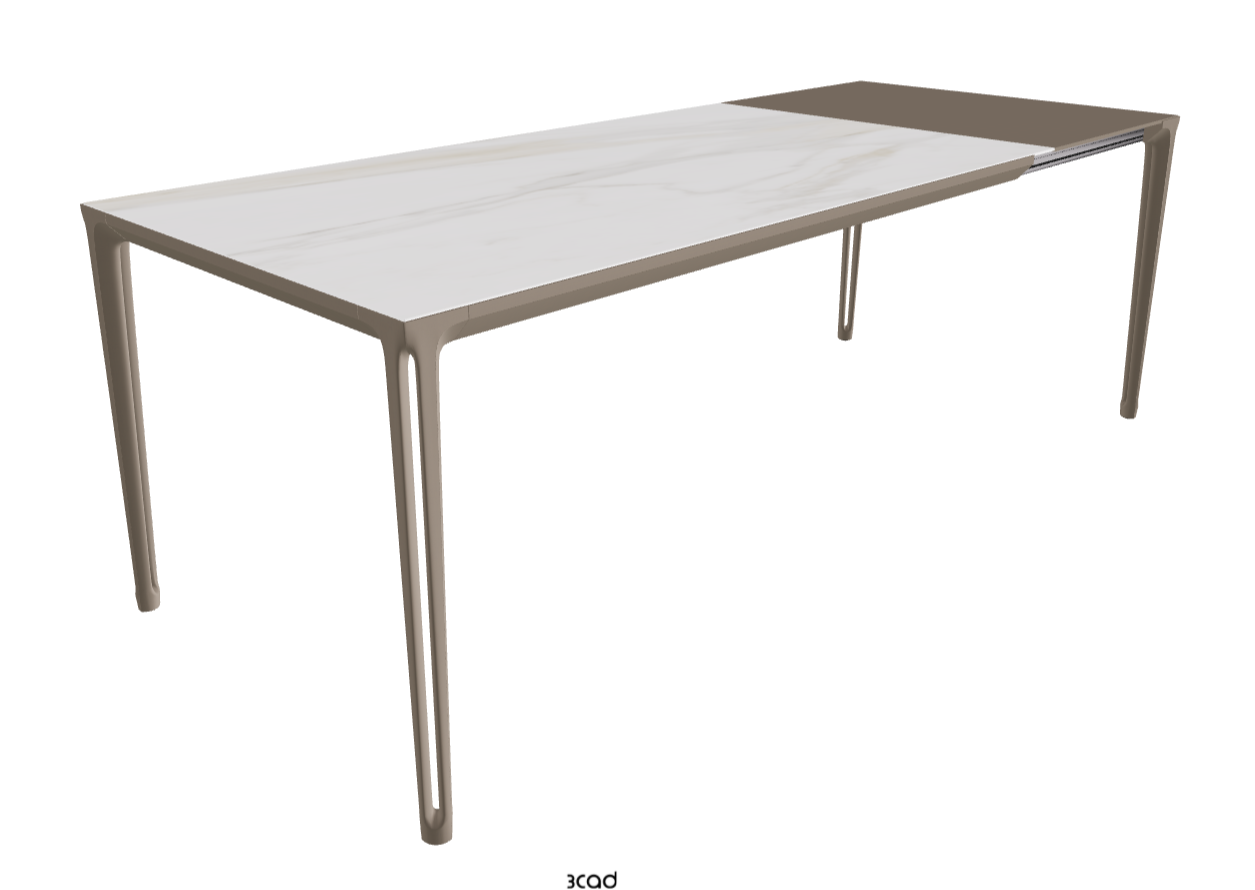 160-220x90x75h Extendible Rectangle Shaped_Matt Golden Calacatta_Titanium Embossed_Extended