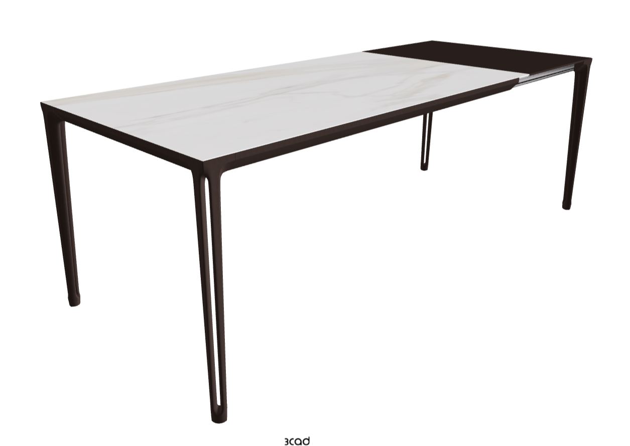 160-220x90x75h Extendible Rectangle Shaped_Matt Golden Calacatta_Bronze Embossed_Extended