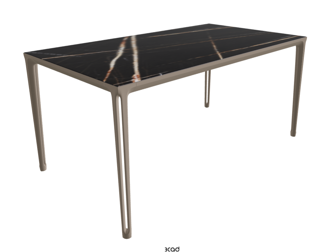 160-220x90x75h Extendible Rectangle Shaped_Glossy Sahara Noir_Titanium Embossed_Closed
