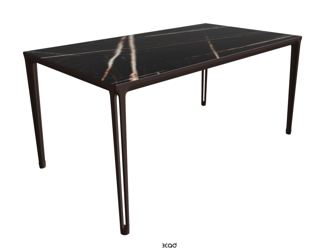 160-220x90x75h Extendible Rectangle Shaped_Glossy Sahara Noir_Bronze Embossed_Closed