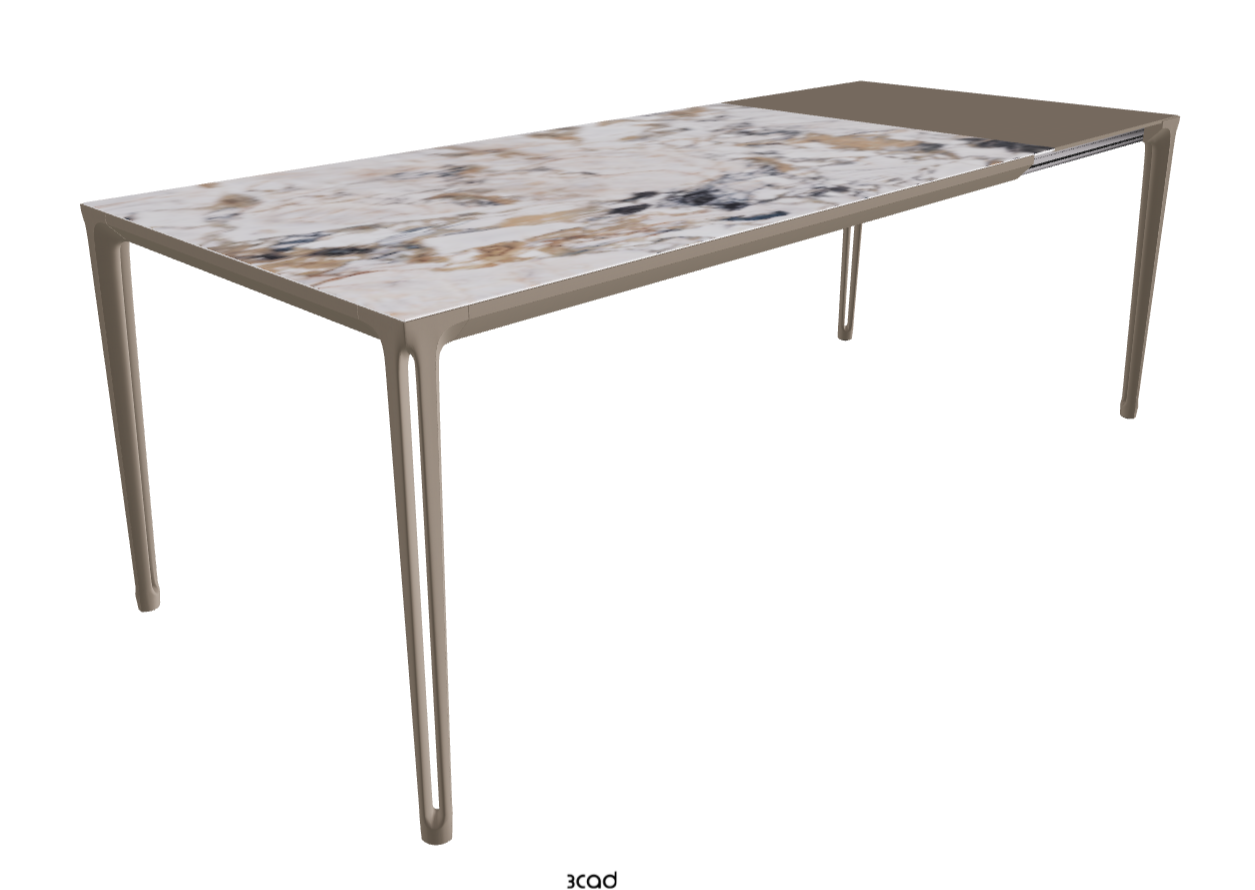160-220x90x75h Extendible Rectangle Shaped_Makalu_Titanium Embossed_Extended