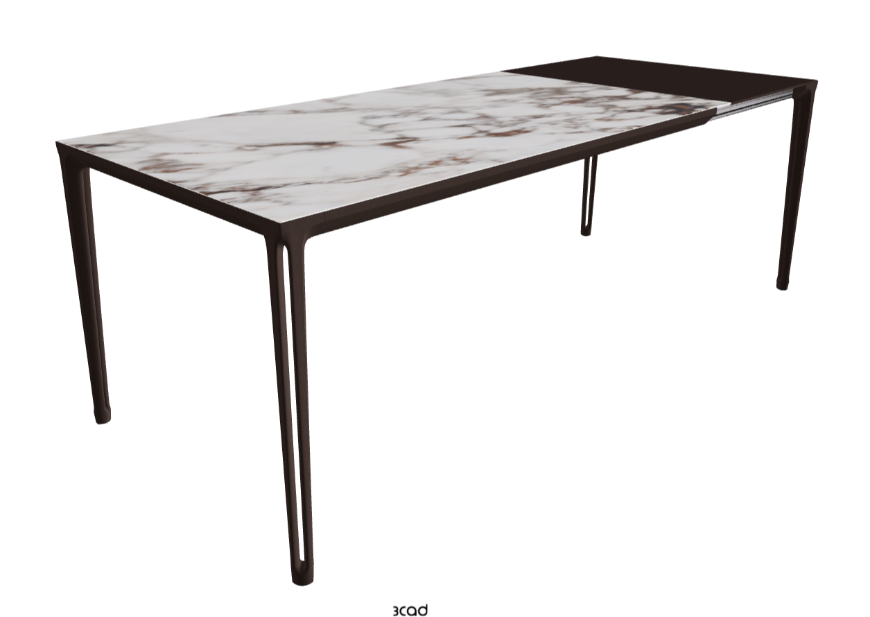 160-220x90x75h Extendible Rectangle Shaped_Breccia_Bronze Embossed_Extended