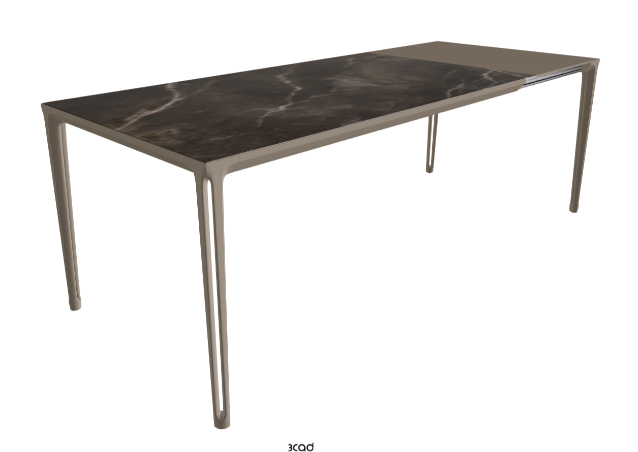 160-220x90x75h Extendible Rectangle Shaped_Andromeda_Titanium Embossed_Extended