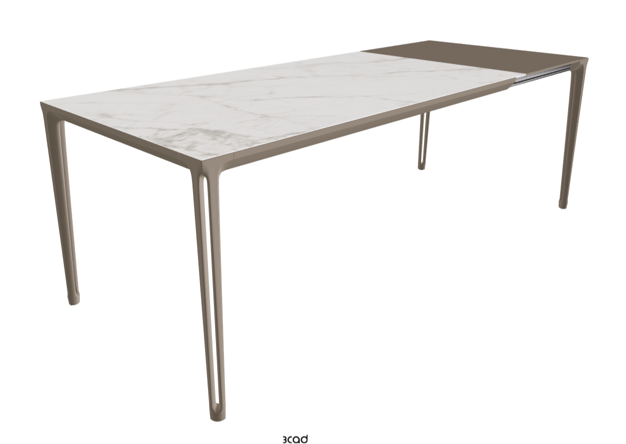 160-220x90x75h Extendible Rectangle Shaped_Matt Invisible_Titanium Embossed_Extended