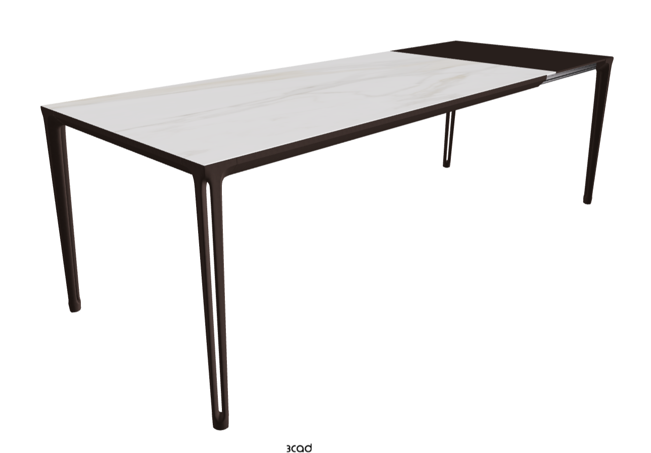 180-240x90x75h Extendible Rectangle Shaped_Matt Golden Calacatta_Bronze Embossed_Extended