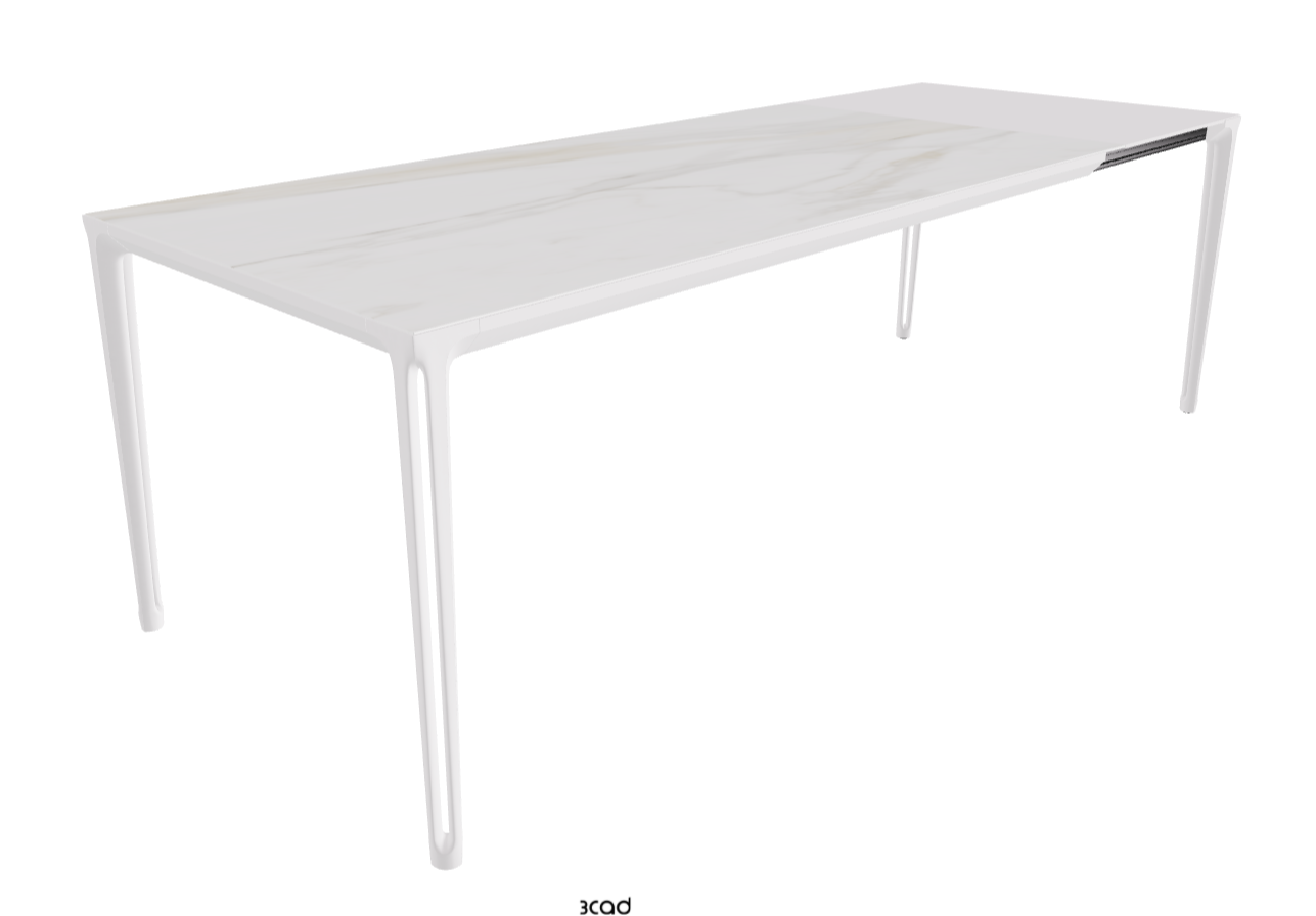 180-240x90x75h Extendible Rectangle Shaped_Matt Golden Calacatta_Pearl Embossed_Extended