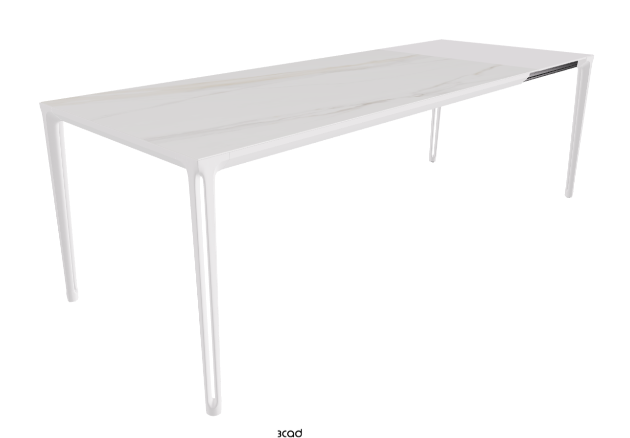 180-240x90x75h Extendible Rectangle Shaped_Glossy Golden Calacatta_Pearl Embossed_Extended