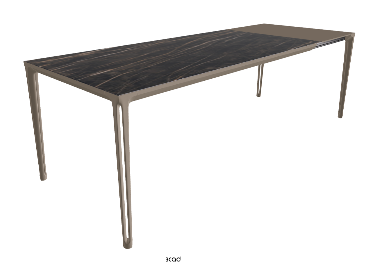 180-240x90x75h Extendible Rectangle Shaped_Glossy Portoro_Titanium Embossed_Extended