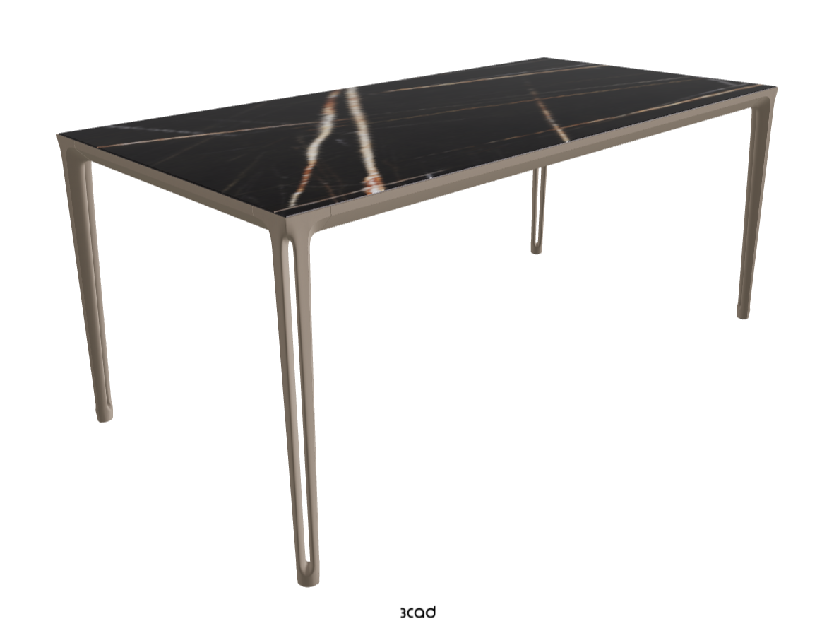 180-240x90x75h Extendible Rectangle Shaped_Glossy Sahara Noir_Titanium Embossed_Closed