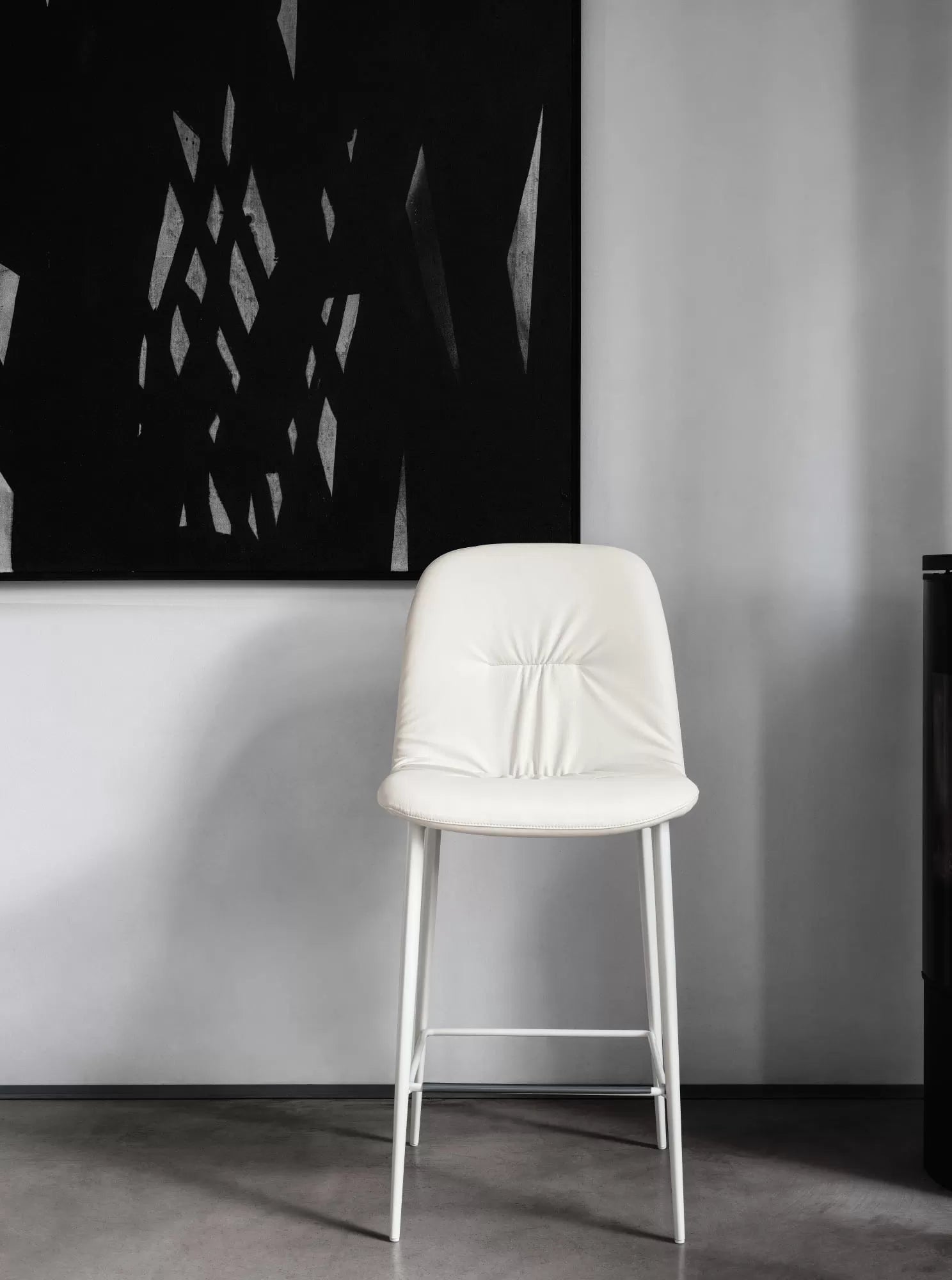 Chantal Footstool Low Barstool With Lacquered Metal Frame