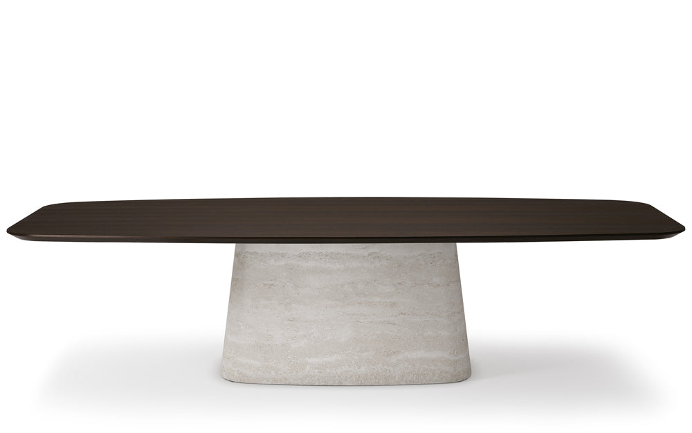 Cattelan Italia Napoleon Wood Barrel Dining Table with Ceramic
