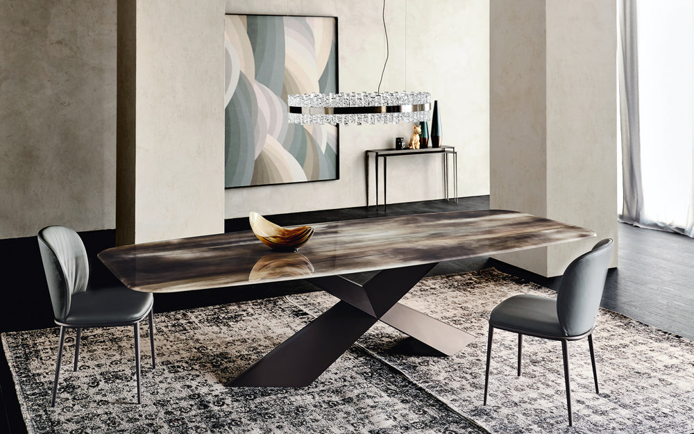 Cattelan Italia Tyron Crystalart Rectangular & Barrel-Shaped Dining Table