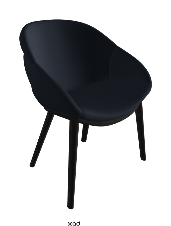 Camilla Dining Armchair_Open Pore Matt Black Ashwood_Synthetic Leather_Navy