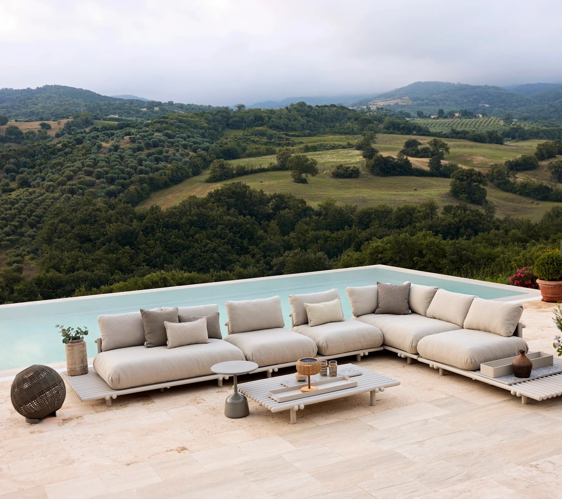 Cane-line Sticks Platform Sofa W/Chaise Lounge
