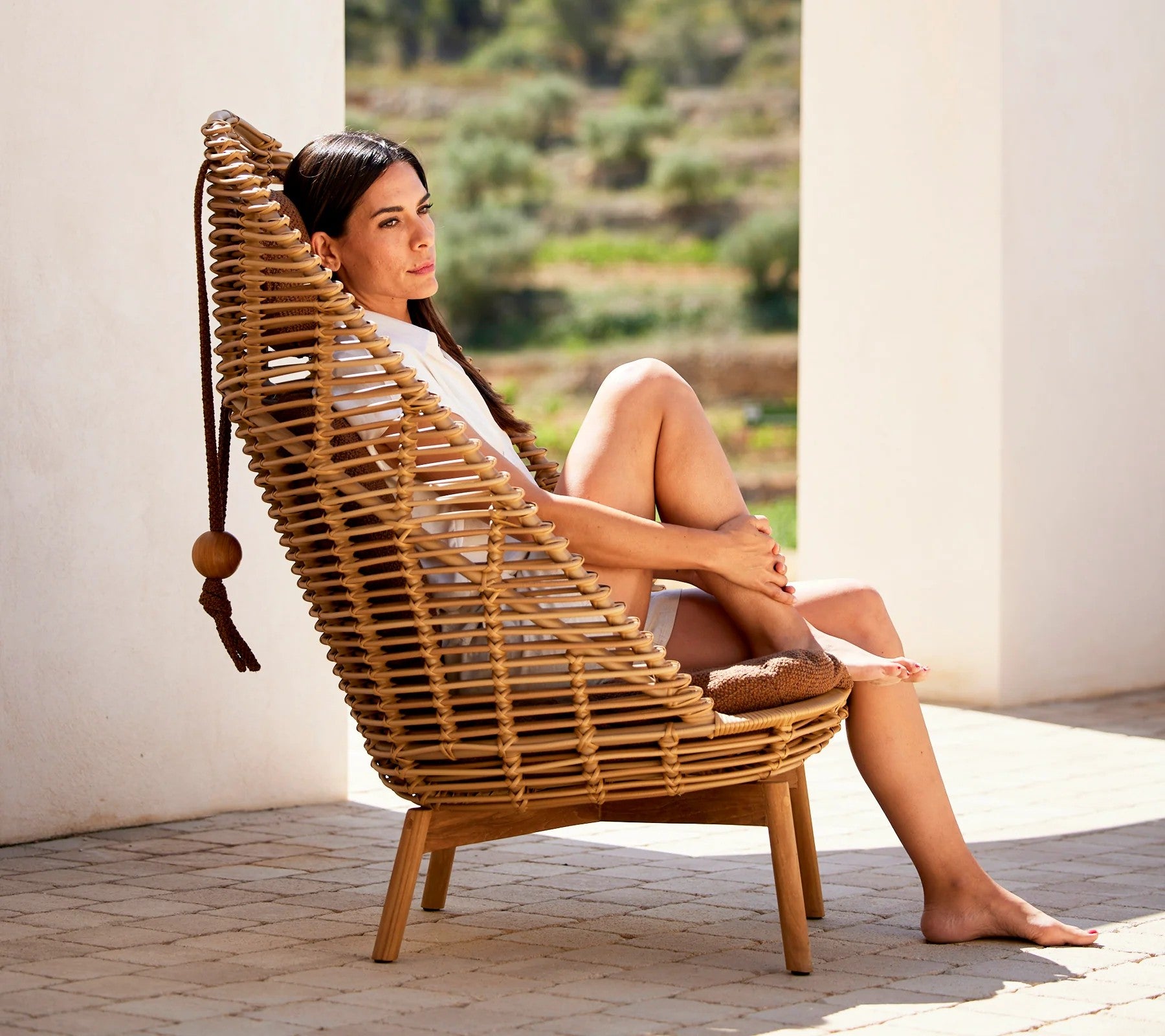 Cane-line Hive Highback Chair W/Teak Legs