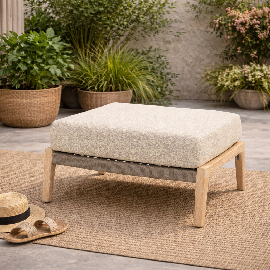 4 Season Outdoor Julia Footstool Teak Brushed With Cushion