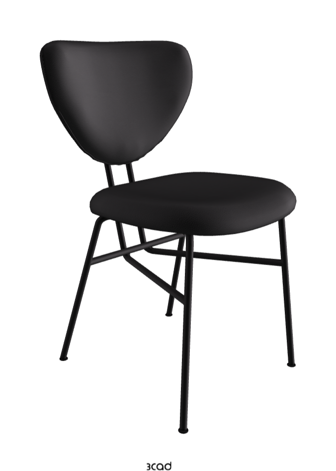 Chloe Dining Chair_Black Embossed_Synthetic Leather_Nero