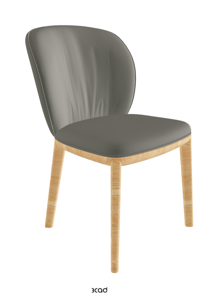 Chrishell Dining Chair_Natural Ashwood_Synthetic Leather_Cemento