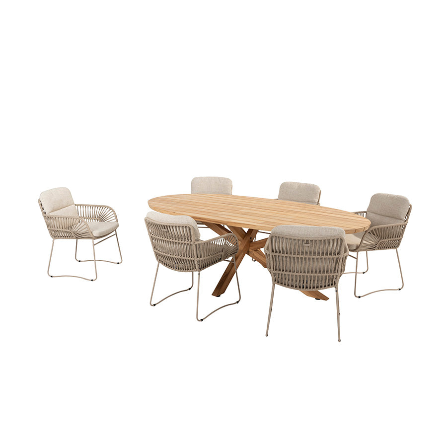 4 Season Outdoor Murcia 6 Seat Dining Set With Prado Ellipse Table