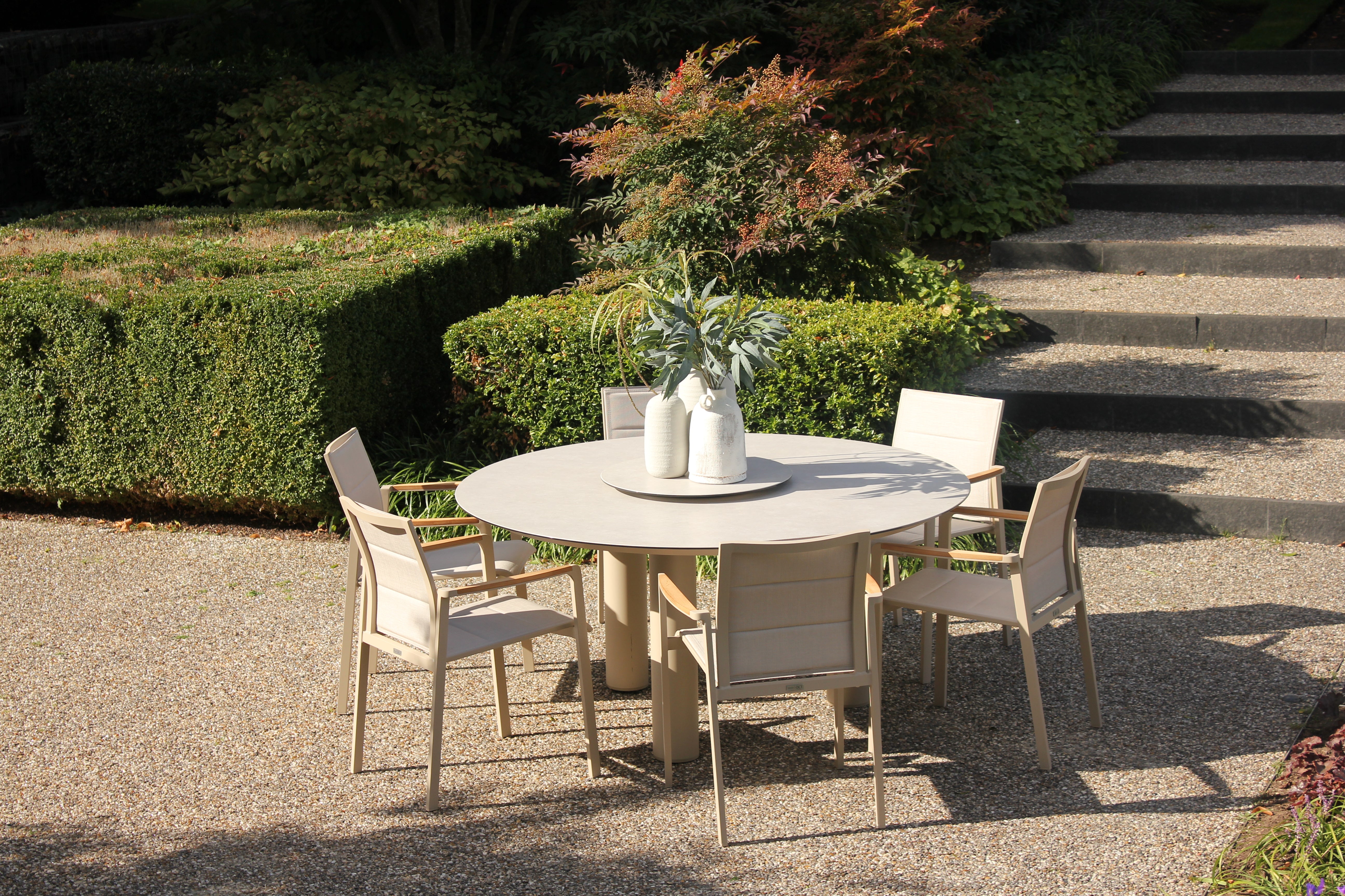 4 Seasons Outdoor Cortina dining Chair with Donato 160cm Dining table