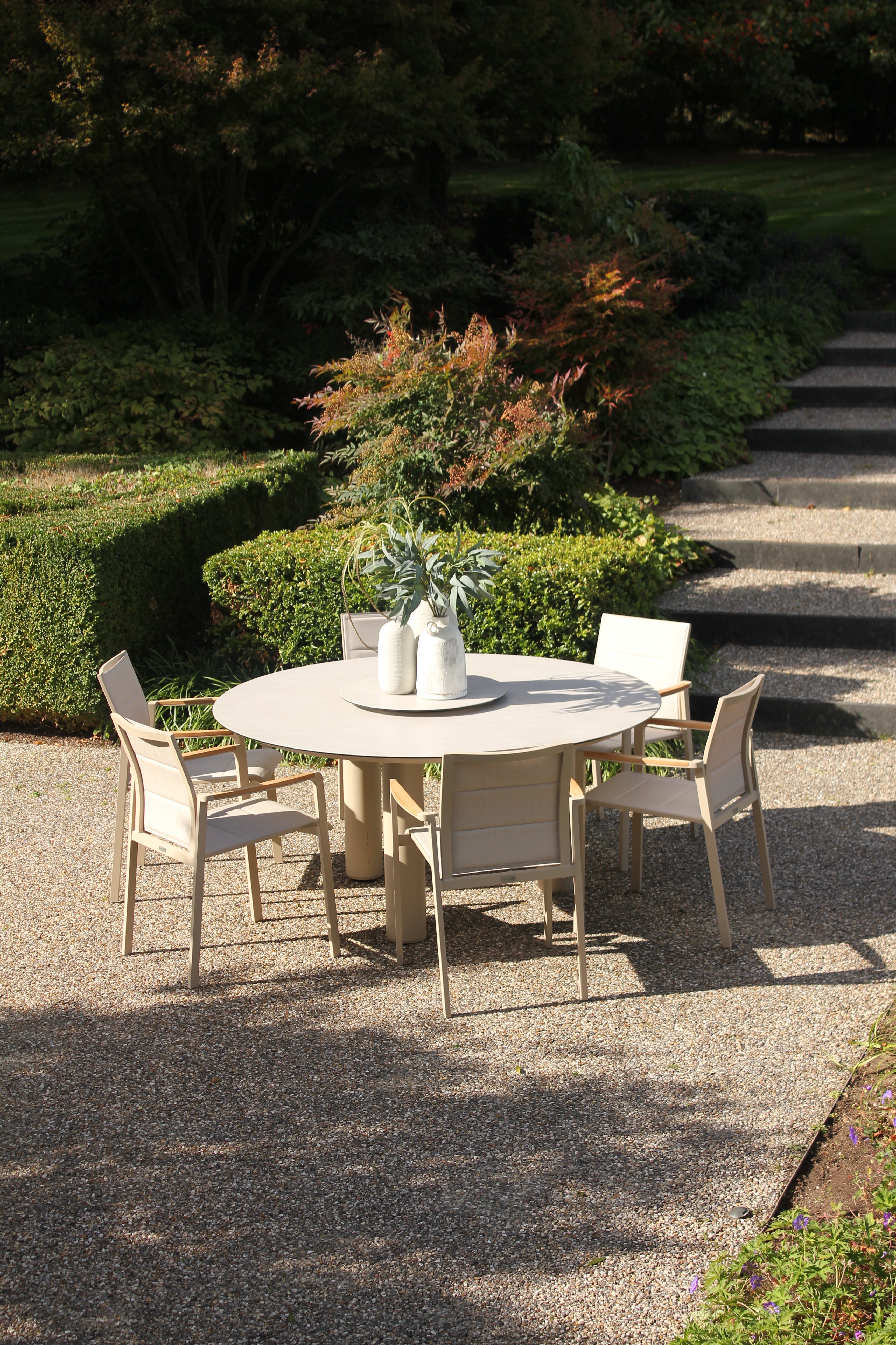 4 Seasons Outdoor Cortina dining Chair with Donato 160cm Dining table