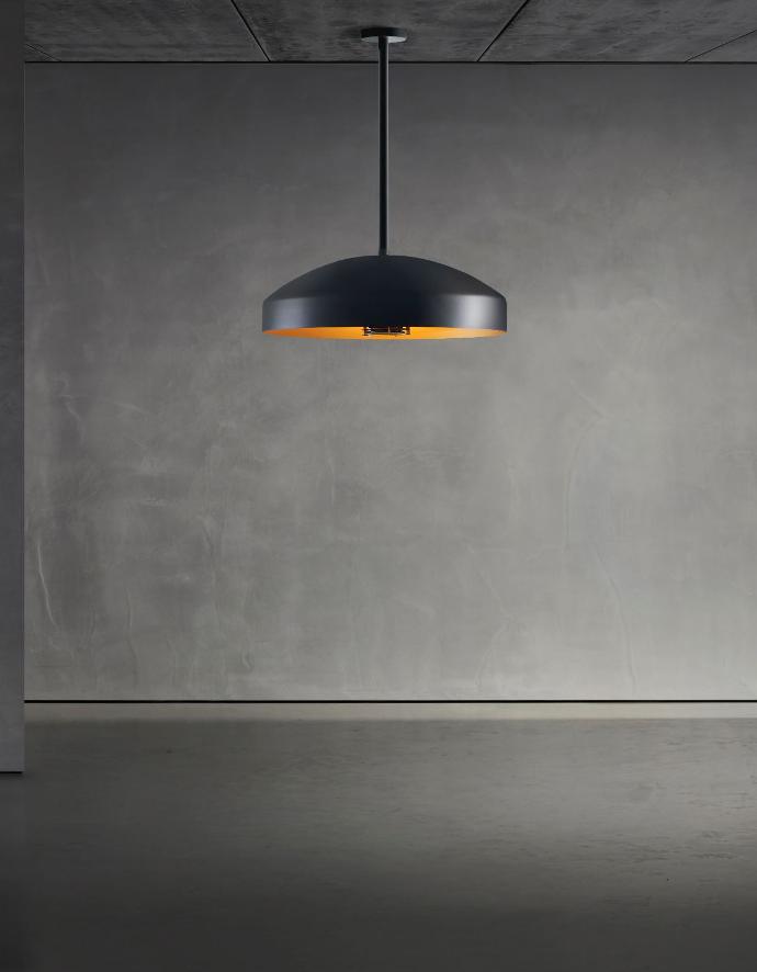 Disk Pendant | Ceiling Mounted Outdoor Heater | Finished in Dust