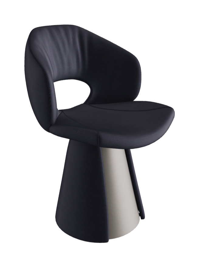 Dafne Dining Armchair_Titanium Embossed_Soft Leather_Navy