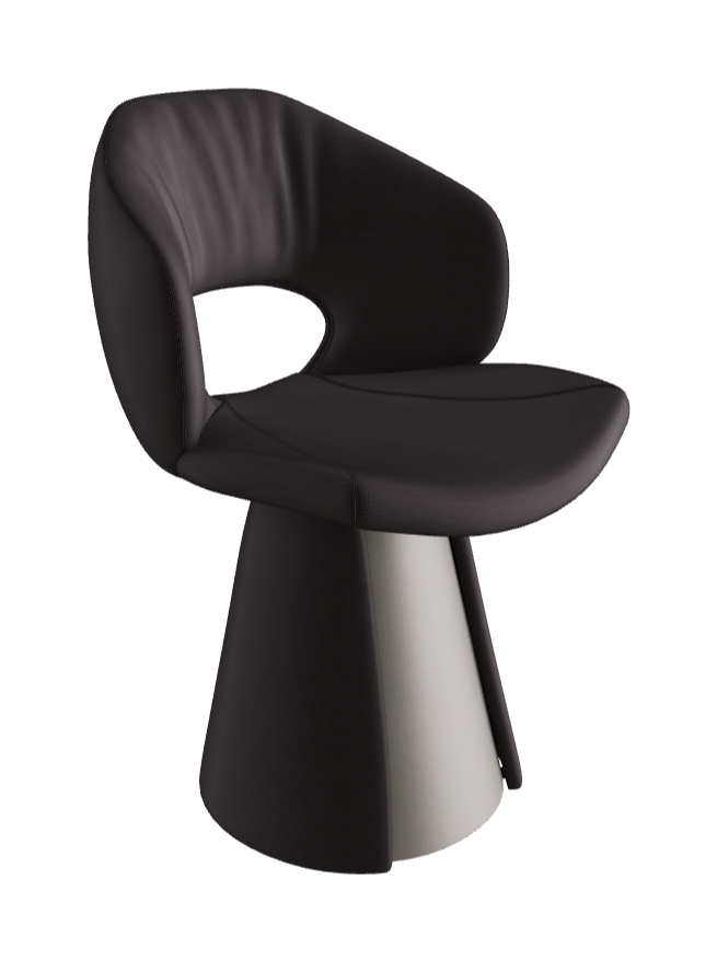 Dafne Dining Armchair_Titanium Embossed_Soft Leather_Moka