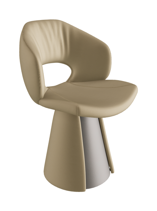 Dafne Dining Armchair_Titanium Embossed_Soft Leather_Safari