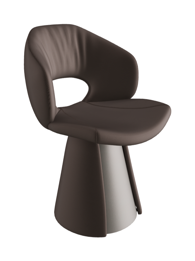 Dafne Dining Armchair_Titanium Embossed_Soft Leather_Marrone