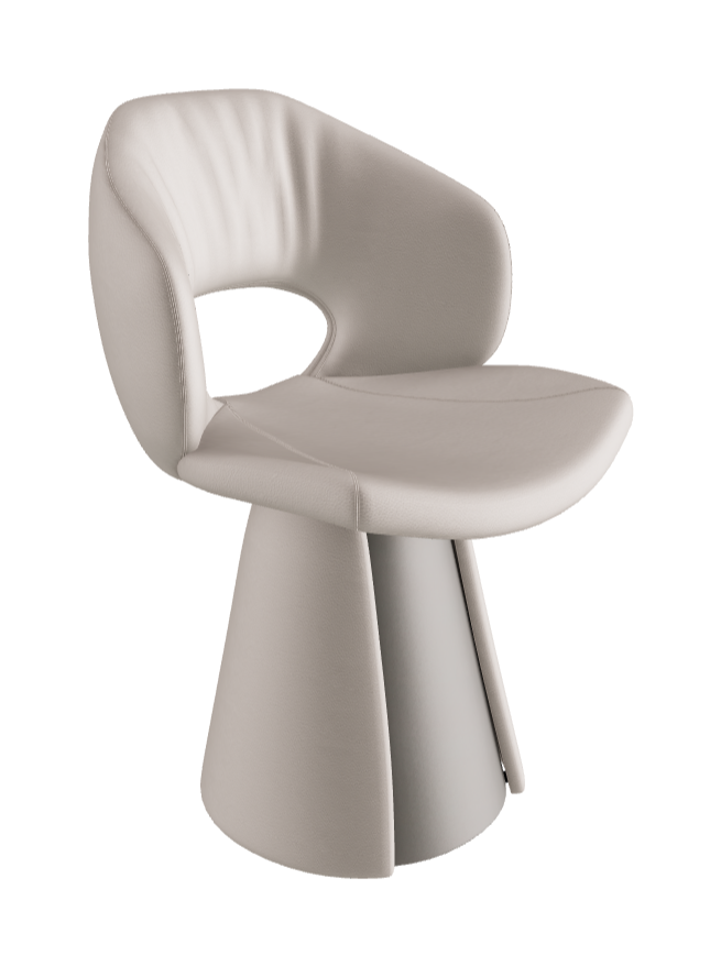 Dafne Dining Armchair_Titanium Embossed_Soft Leather_Oyster