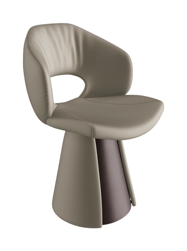 Dafne Dining Armchair_Bronze Embossed_Soft Leather_Cenere